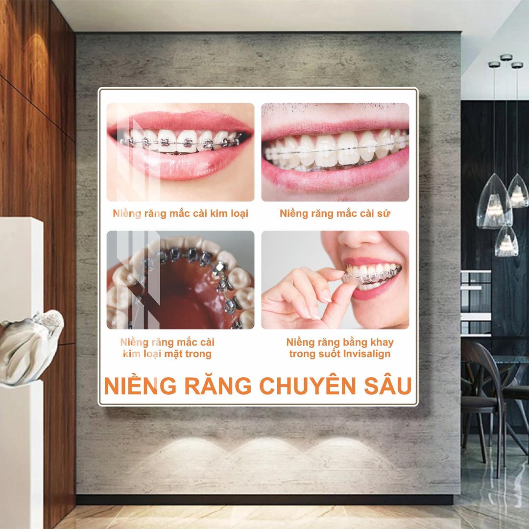 Tranh treo tường phòng răng nha khoa kỹ thuật niềng răng chuyên sâu 01