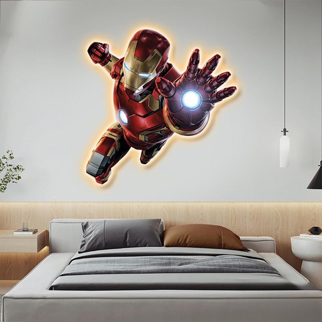 Tranh Đèn Led Tráng Gương Pha Lê Uv Iron Man