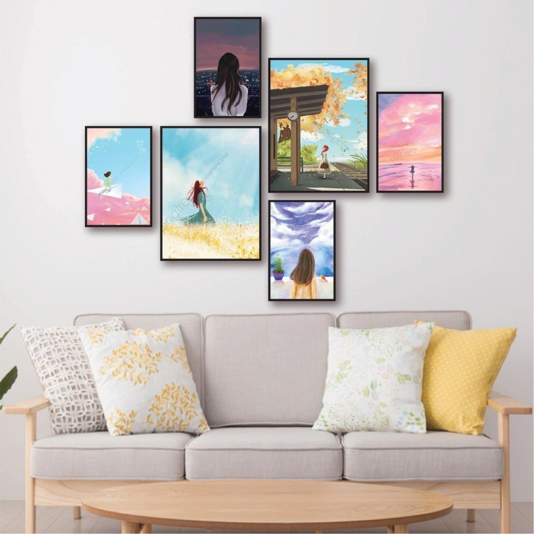 Set 6 Tranh Dán Tường Cô Gái Nghệ Thuật