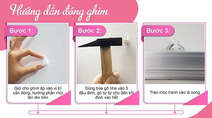 Hướng dẫn đóng đinh treo treo với đinh 3 chân không cần khoan tường