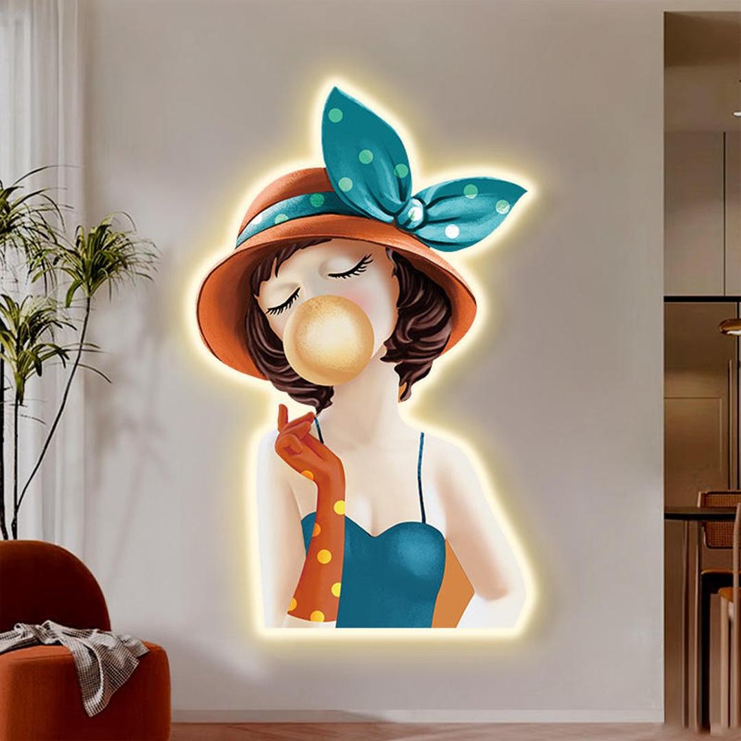 Tranh Đèn Led Tráng Gương Pha Lê Uv Cô Gái Nghệ Thuật Mẫu 11