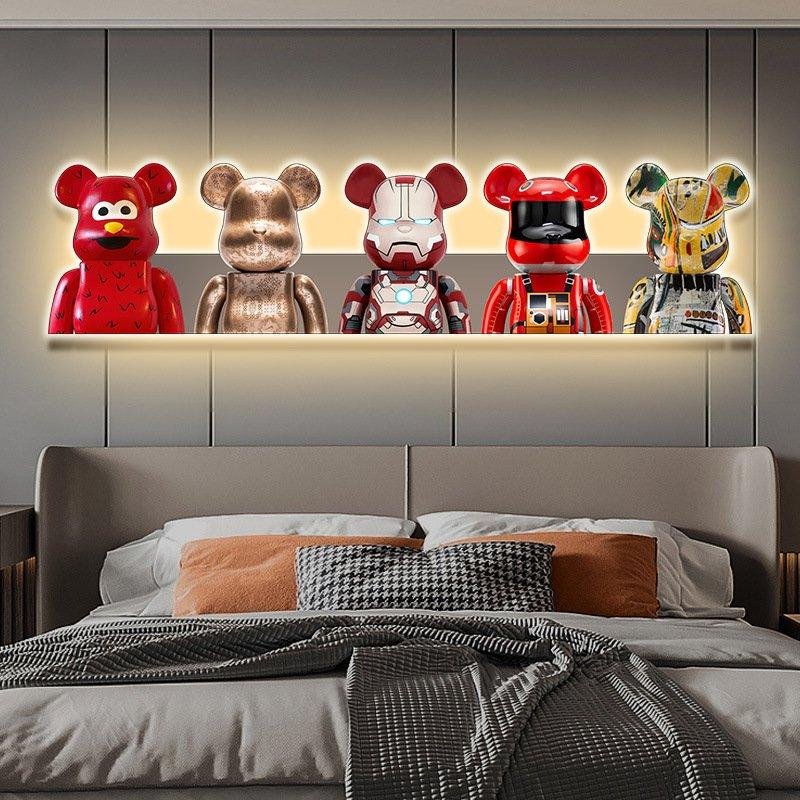 Tranh Đèn Led Tráng Gương Pha Lê Uv Năm Con Gấu Bearbrick