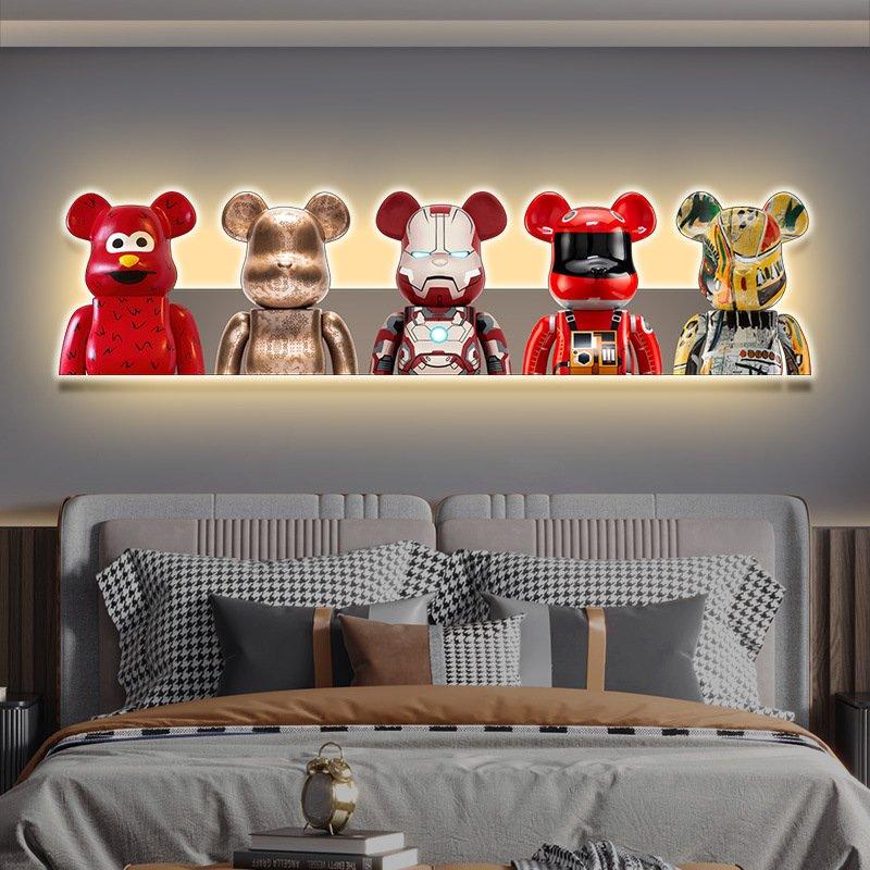 Tranh Đèn Led Tráng Gương Pha Lê Uv Năm Con Gấu Bearbrick