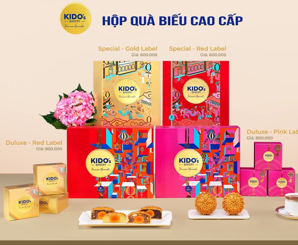 Hộp 4 bánh trung thu Kido cao cấp deluxe - Red Label