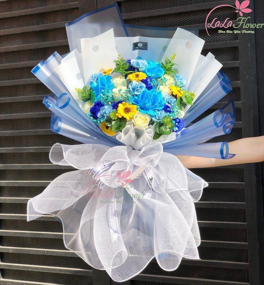 Hoa tặng 20/10 - Bó Hoa Sáp Hồng Sáp Thơm Đa Sắc