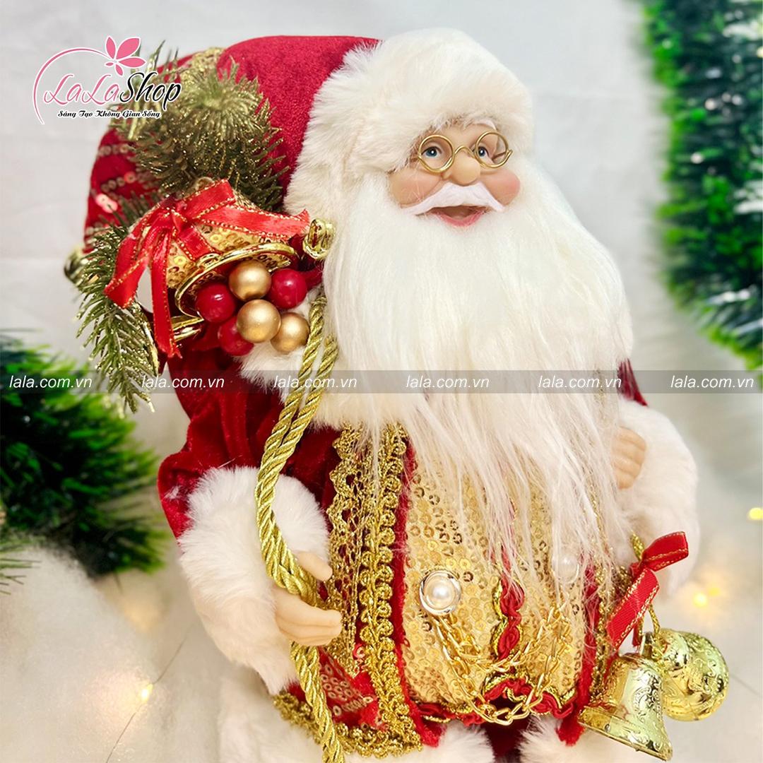 Mô hình Ông Già Noel Đỏ Cầm Chuông Vàng Size Nhỏ 028