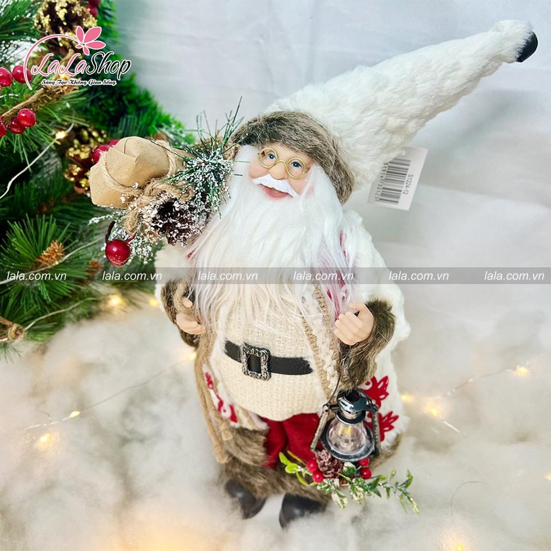 Mô hình Ông Già Noel Đỏ Cầm Đèn Size Nhỏ 026