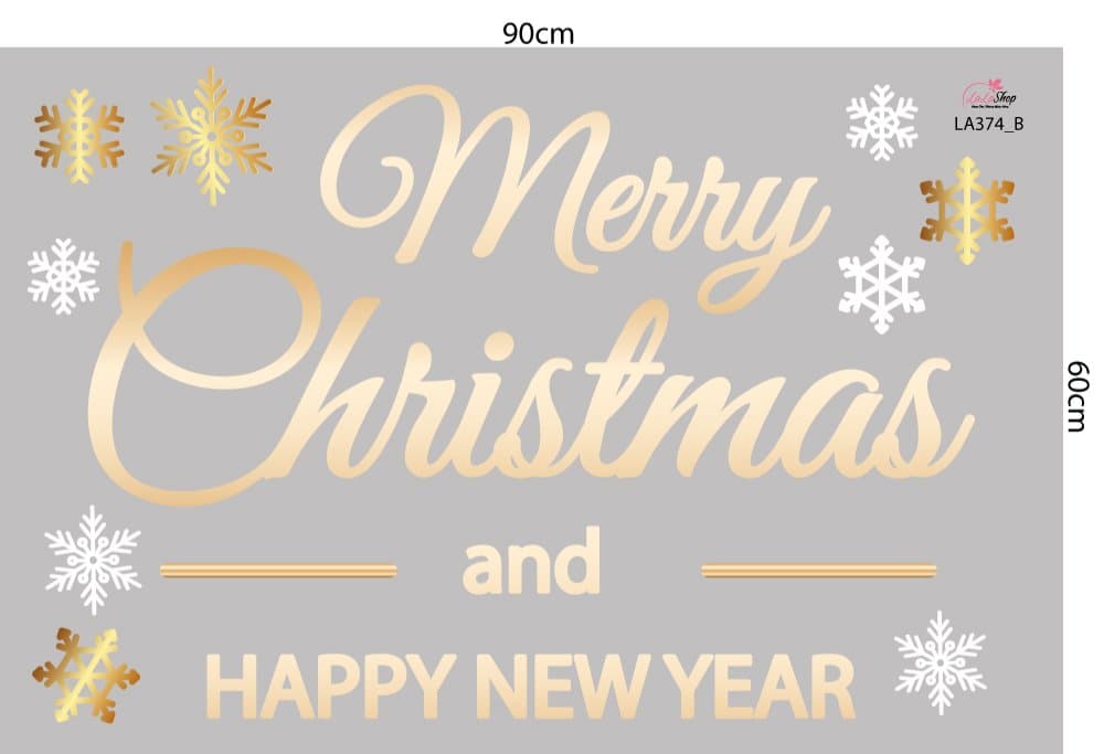Combo Decal Trang Trí Noel Merry Christmas And Happy New Year 2024 Mẫu 2