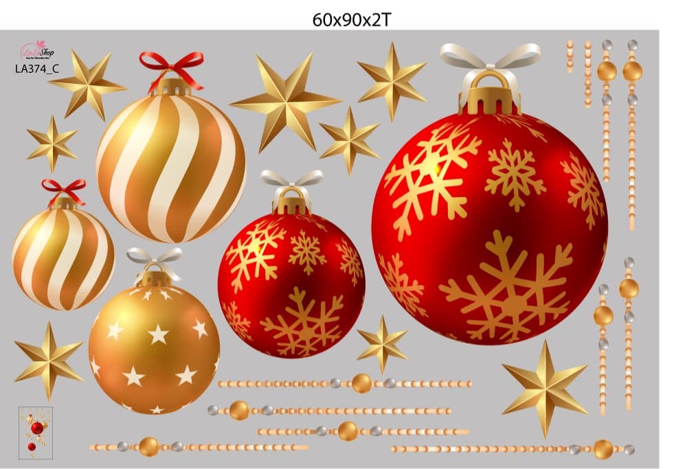 Combo Decal Trang Trí Noel Merry Christmas And Happy New Year 2024 Mẫu 2