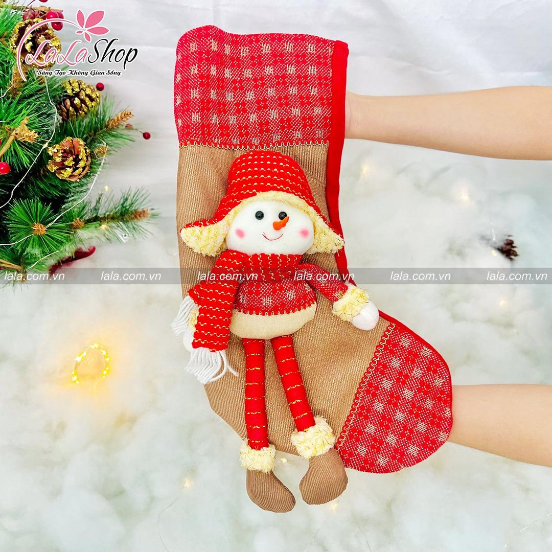 Đồ trang trí noel tất đỏ treo cây thông 054