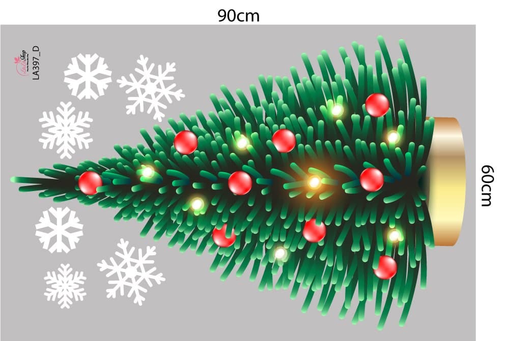 Combo Decal Trang Trí Noel Túi Quà Và Cây Thông Xanh Mẫu 397