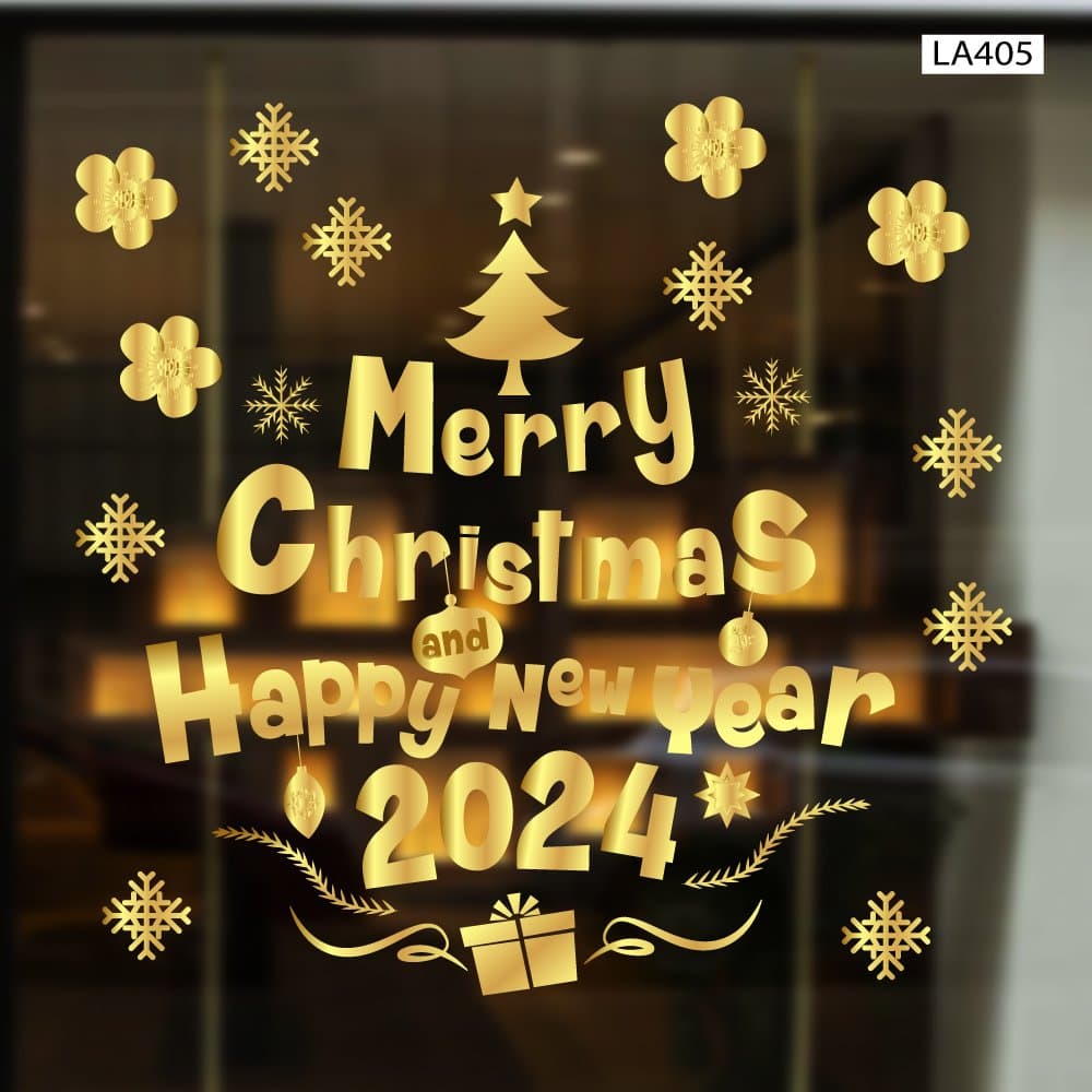 Decal Trang Trí Noel Merry Christmas And Happy New Year 2024