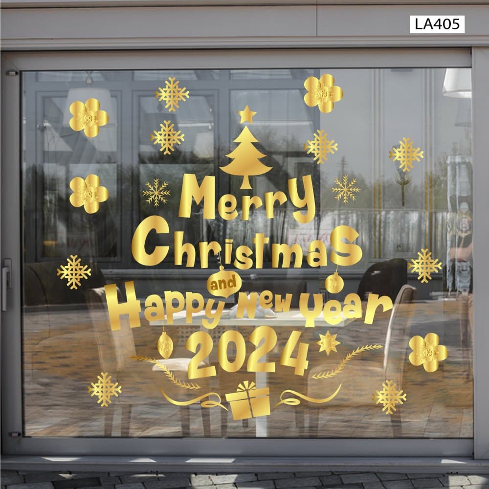 Decal Trang Trí Noel Merry Christmas And Happy New Year 2024