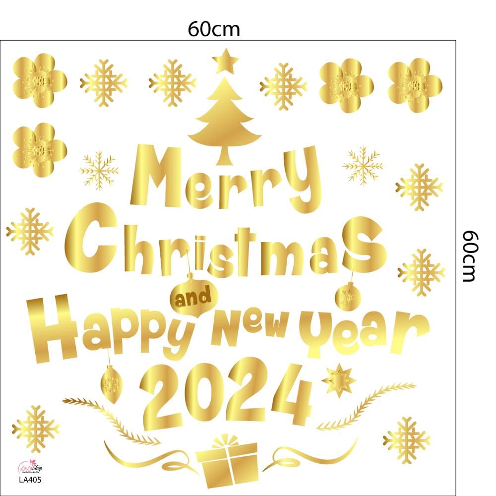 Decal Trang Trí Noel Merry Christmas And Happy New Year 2024