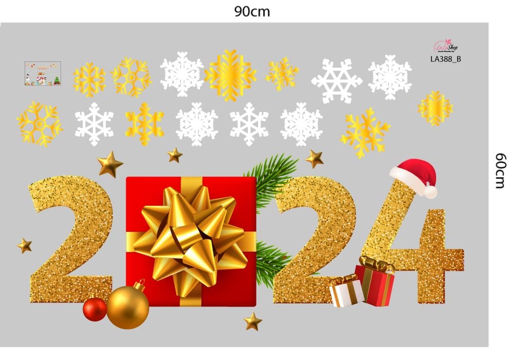 Combo Decal Trang Trí Noel Ông Già Noel Và Người Tuyết Vui Nhộn