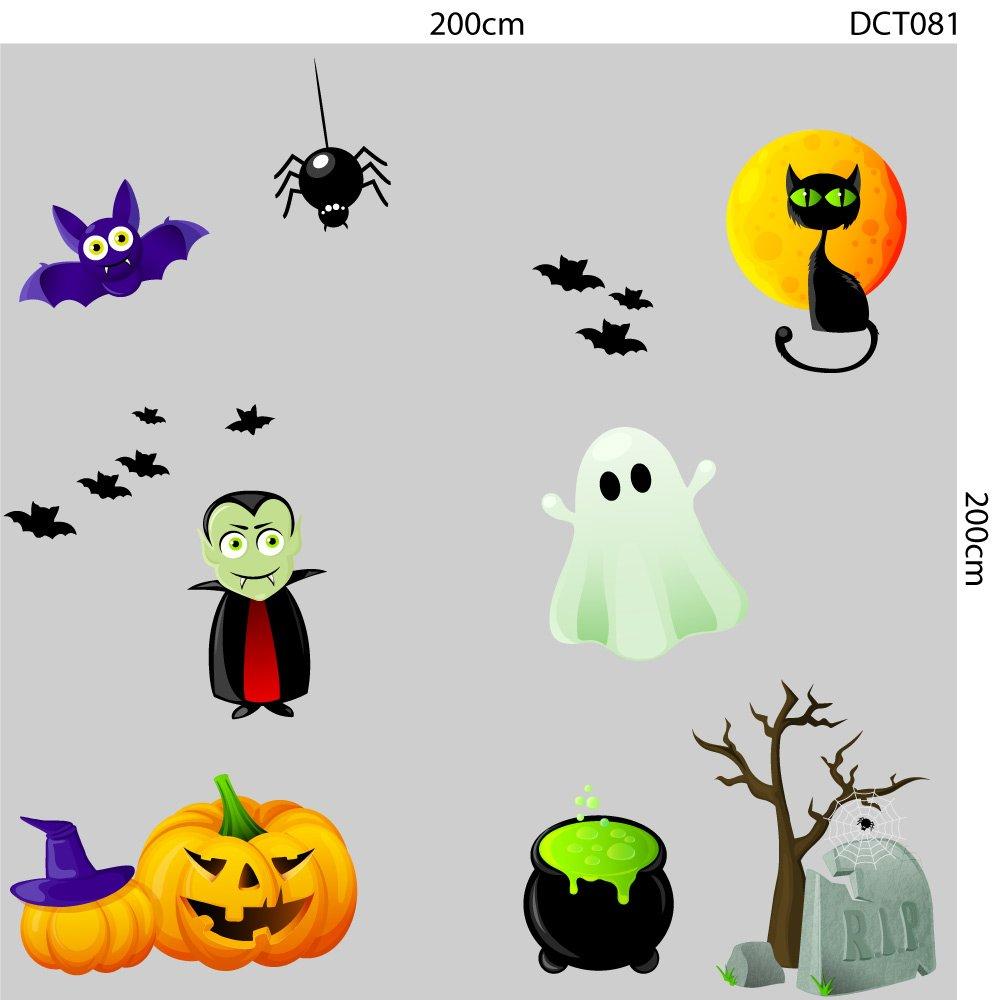 Decal trang trí Halloween combo bí ngô và bóng ma 03