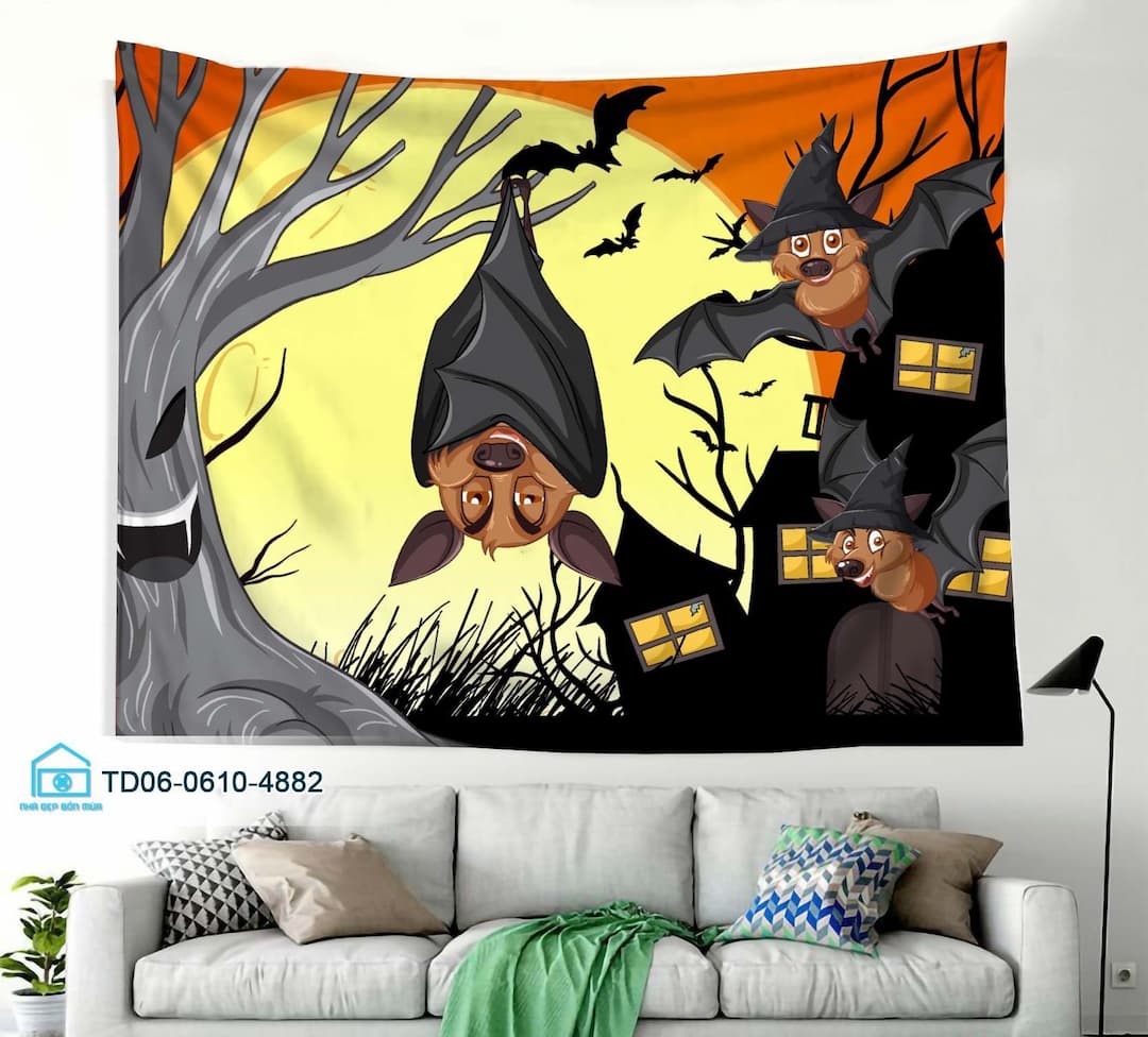 Tranh Vải Halloween Treo Tường Hình Con Dơi