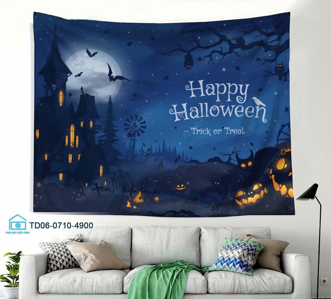 Tranh Vải Halloween Treo Tường Bí Ngô Trick Or Treat Halloween mẫu 1