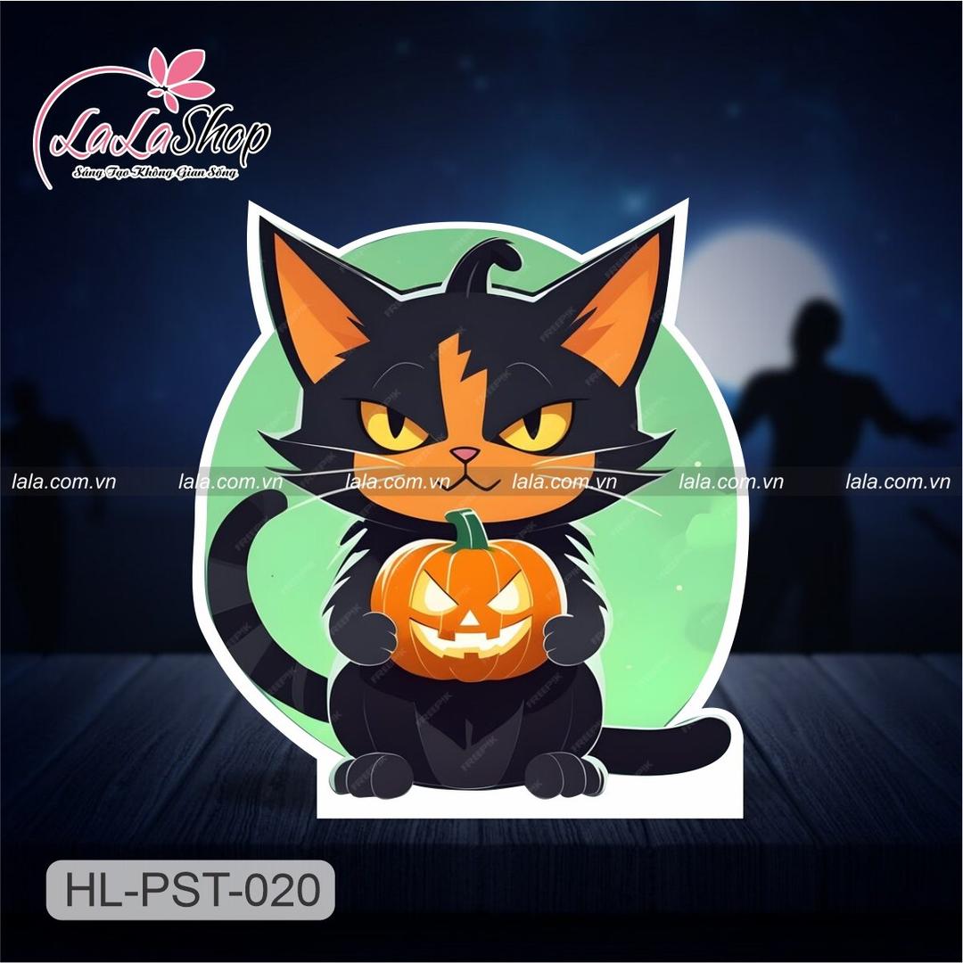 Standee Trang Trí Halloween Mèo Đen Và Bí Ngô Ma Quái Mẫu 1