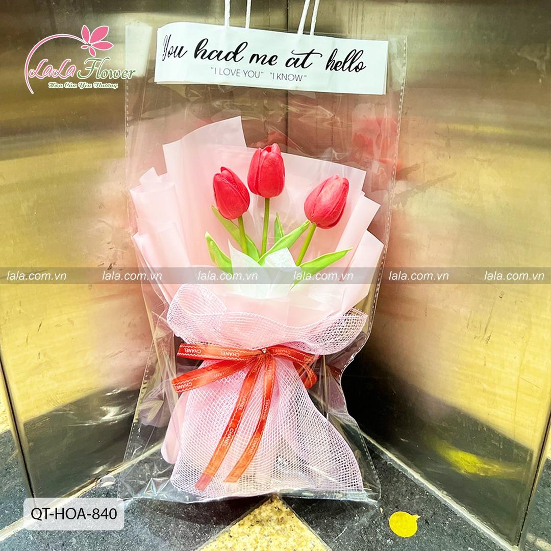 Bó 3 bông hoa tulip nhiều màu