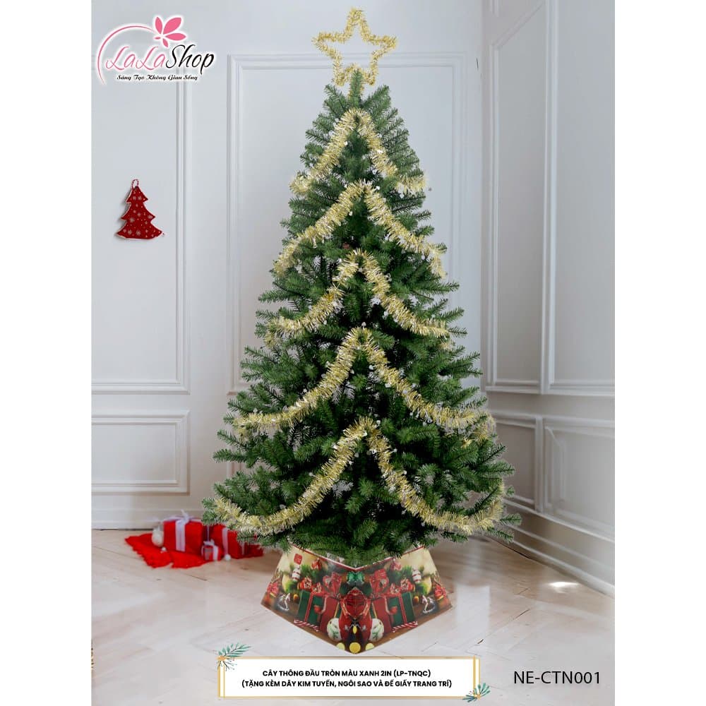 Cây thông noel đầu tròn màu xanh 2 inch