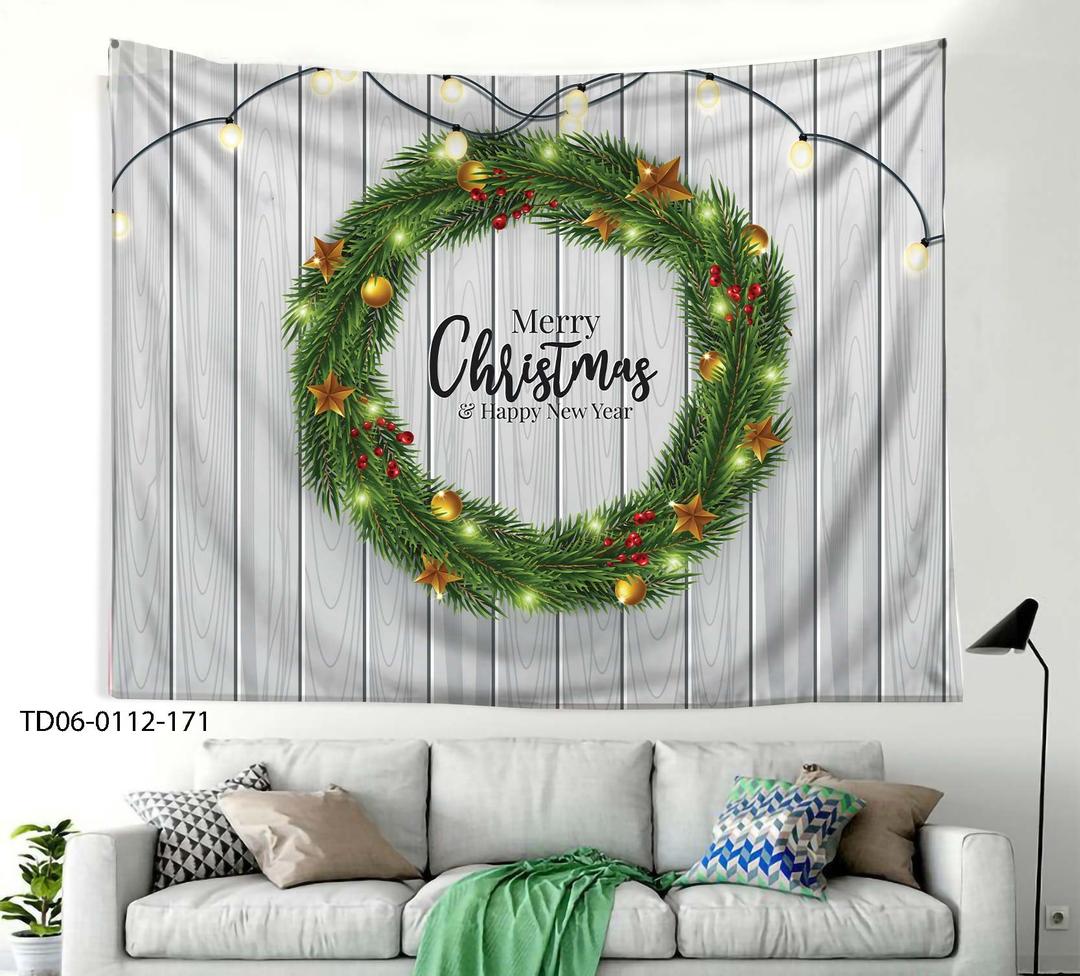Tranh Vải Treo Tường Trang Trí Noel Vòng Nguyệt Quế Mẫu 7
