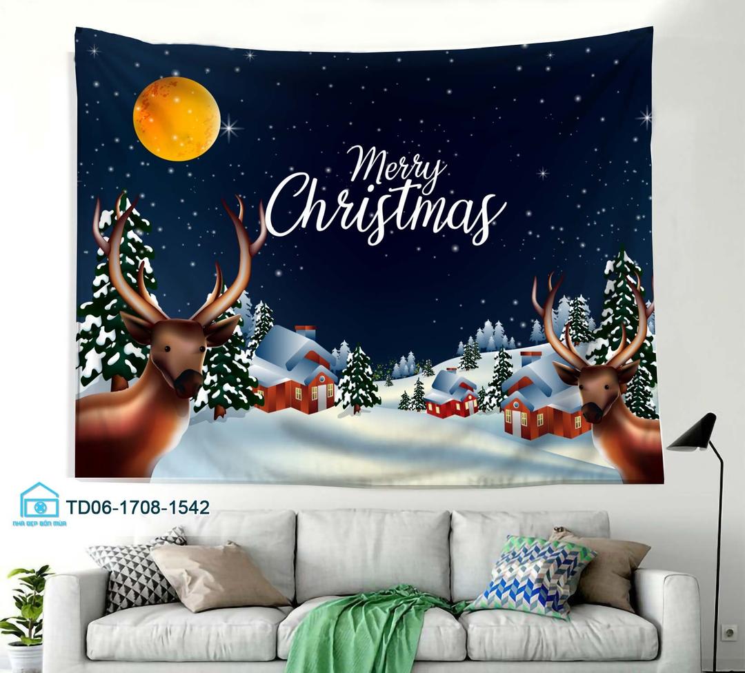 Tranh Vải Treo Tường Trang Trí Noel Tuần Lộc