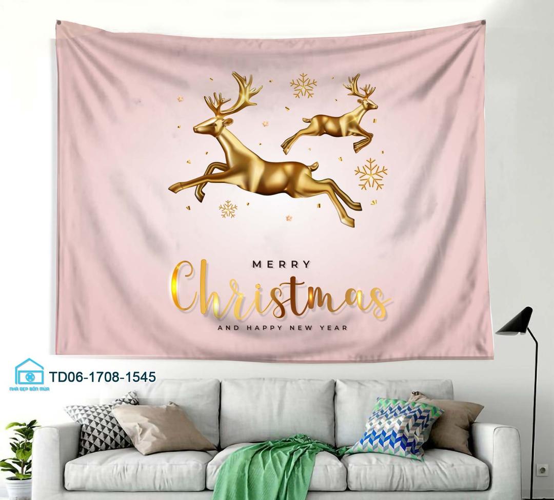 Tranh Vải Treo Tường Trang Trí Noel Tuần Lộc Mẫu 1