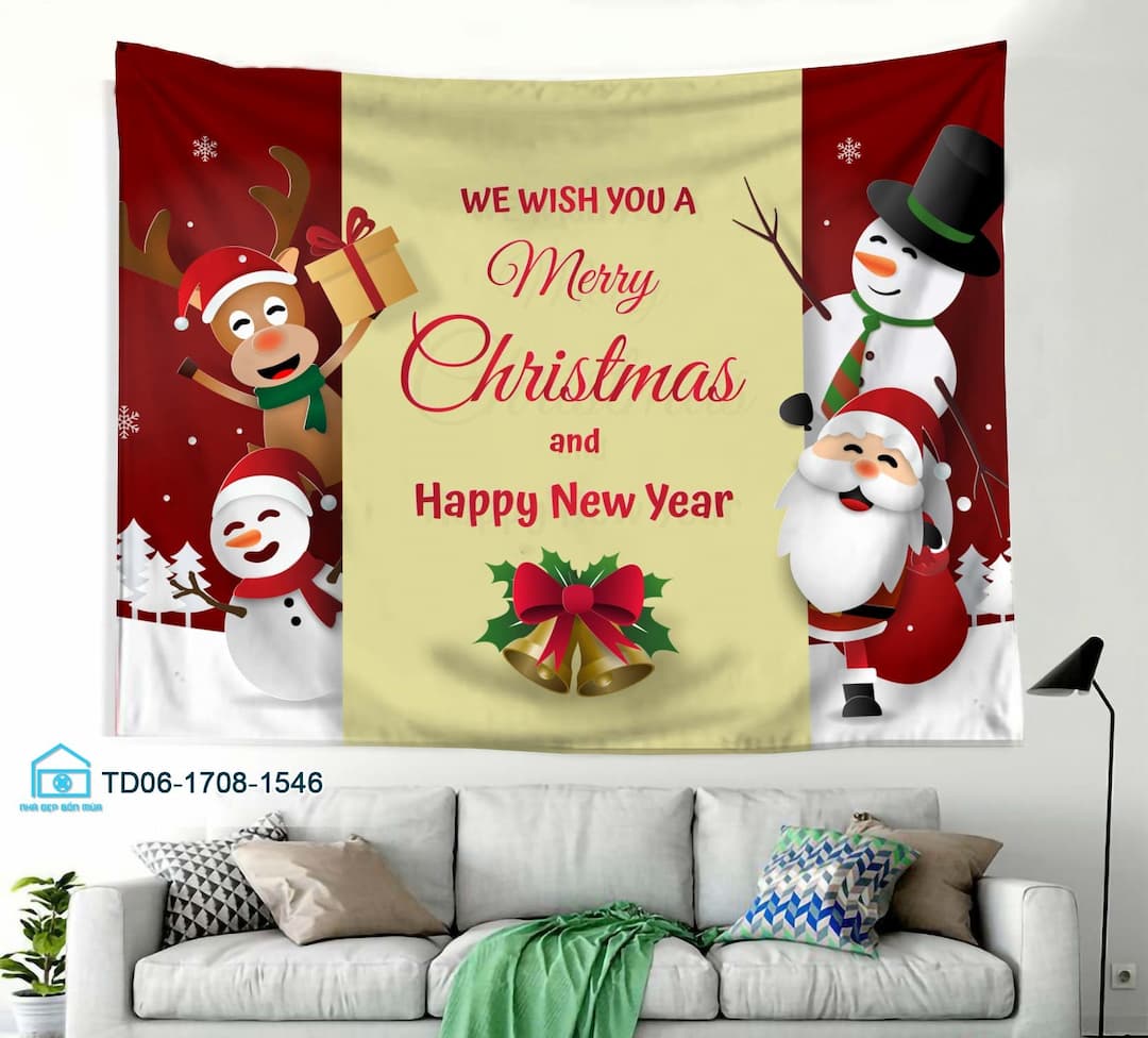 Tranh Vải Treo Tường Trang Trí Noel Người Tuyết