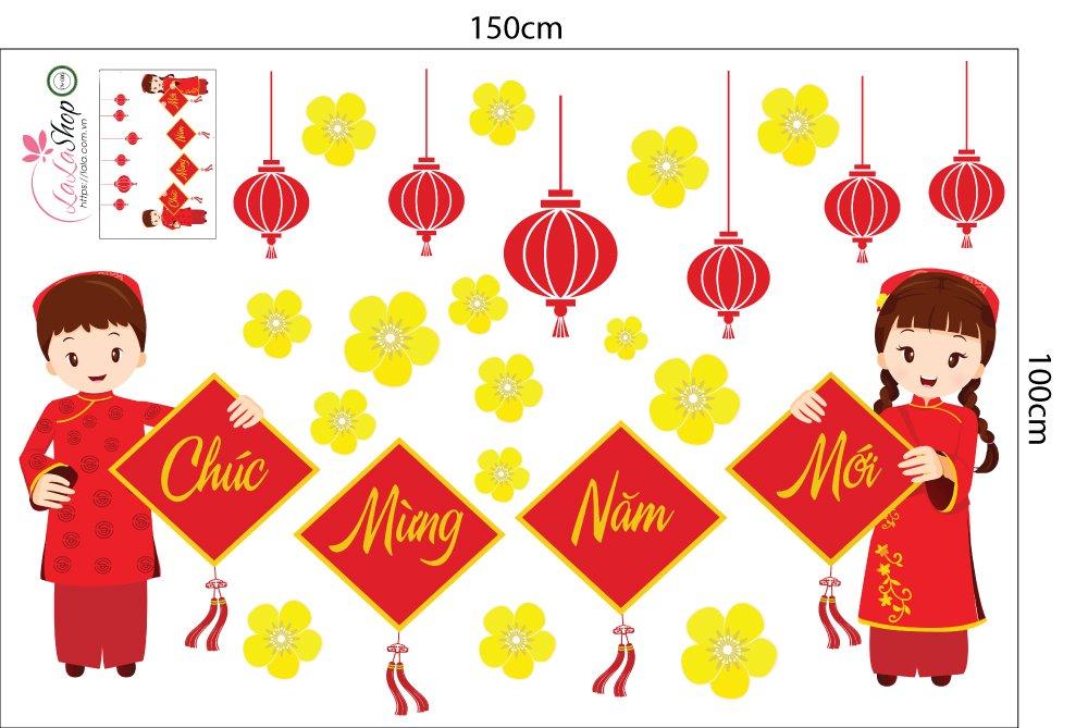 Combo Decal Trang Trí Tết Giáp Thìn Chúc Mừng Năm Mới