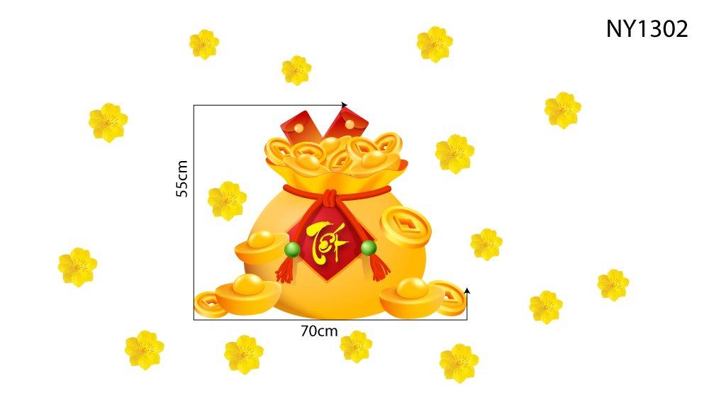 Decal Trang Trí Tết Túi Tiền Vàng Tài Lộc Mẫu 4