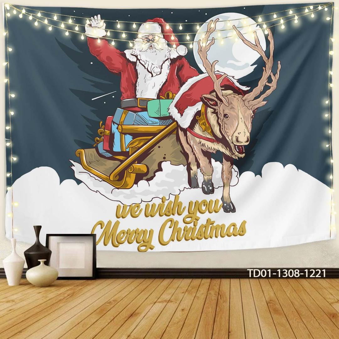 Tranh Vải Treo Tường Trang Trí Ông Già Noel Và Con Tuần Lộc Mẫu 2