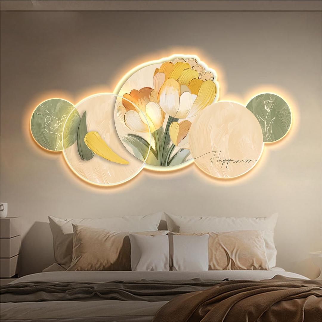 Tranh Đèn Led Tráng Gương Pha Lê nghệ thuật đơn giản 243