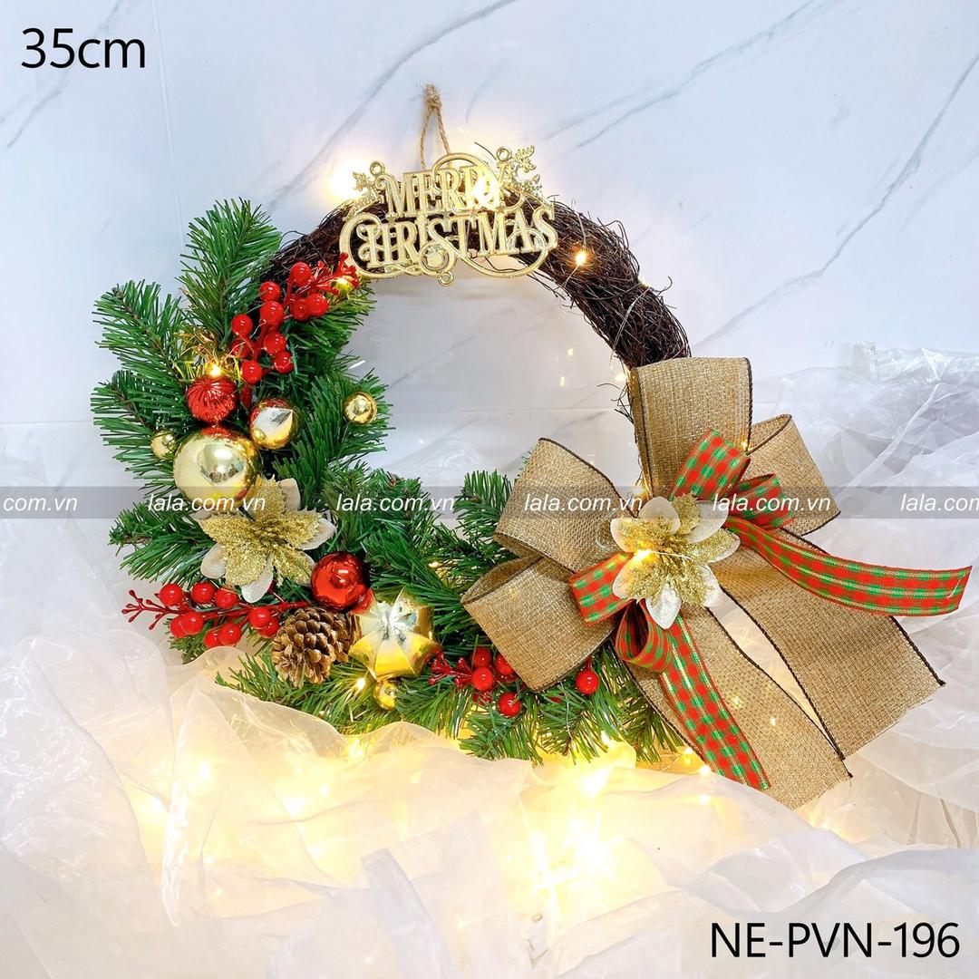 Vòng nguyệt quế 35cm treo cửa trang trí giáng sinh mẫu 196