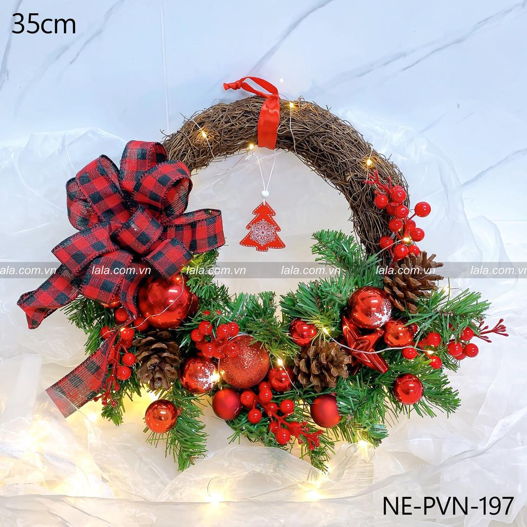 Vòng nguyệt quế 35cm treo cửa trang trí giáng sinh mẫu 197