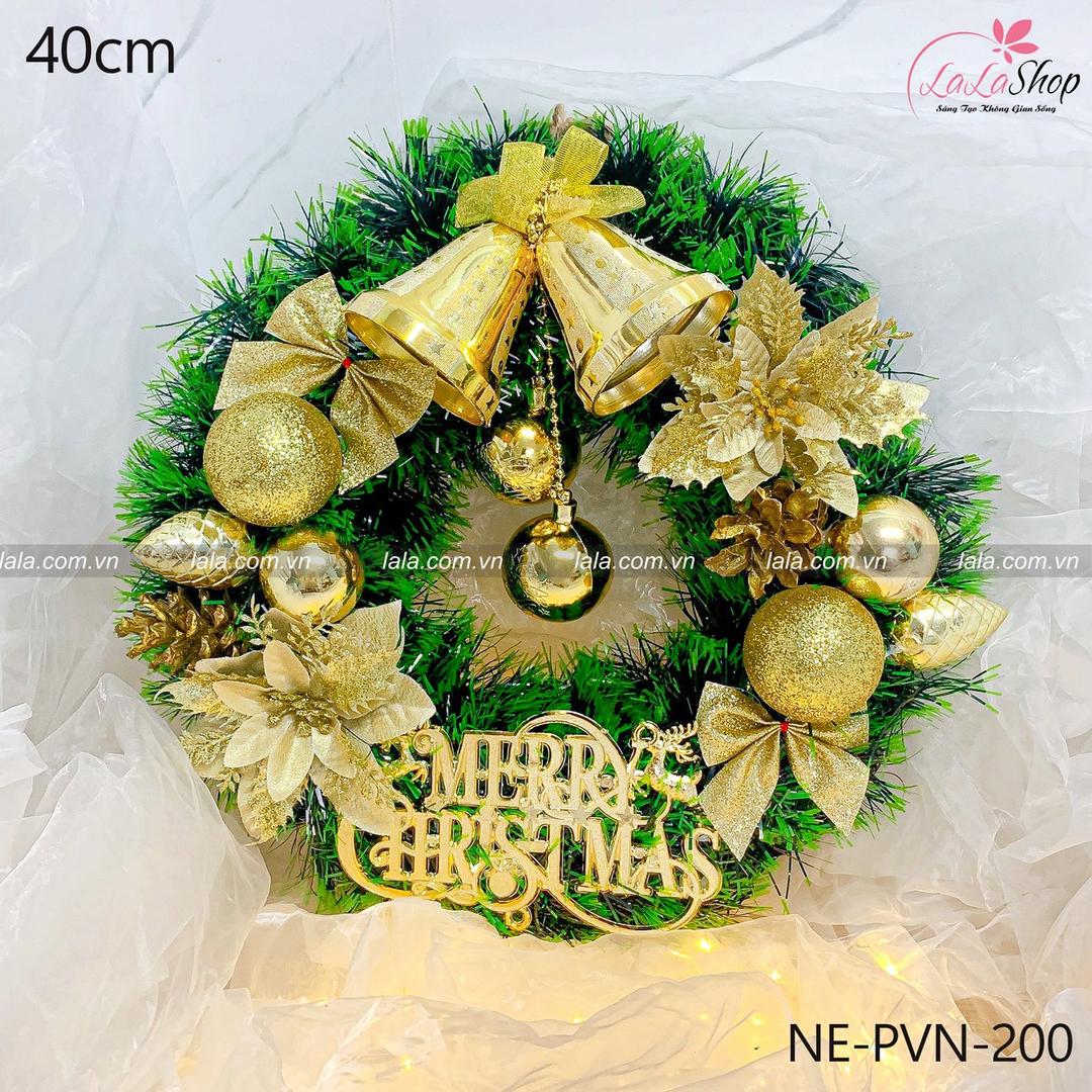 Vòng nguyệt quế 40cm treo cửa trang trí giáng sinh mẫu 200