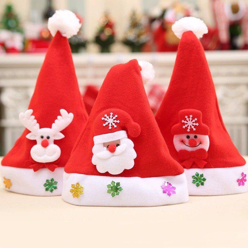 Nón noel nhung đỏ trắng mẫu 027