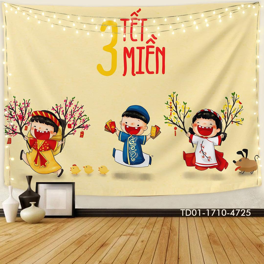 Tranh vải treo tường trang trí tết việt 3 miền
