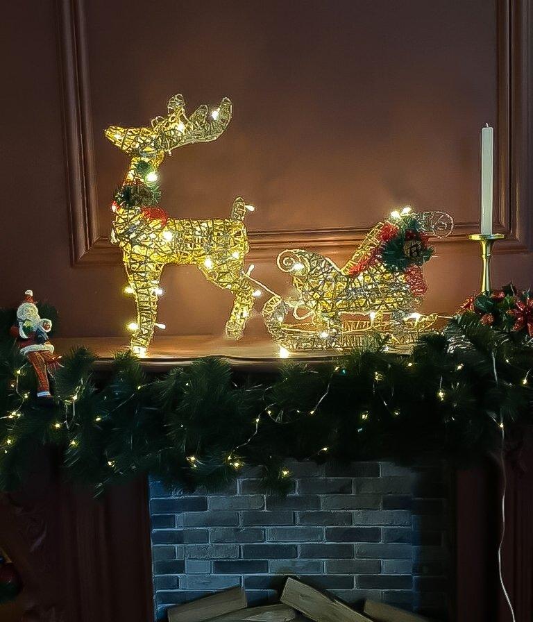 Mô Hình Tuần Lộc Cỗ Xe Trang Trí Noel