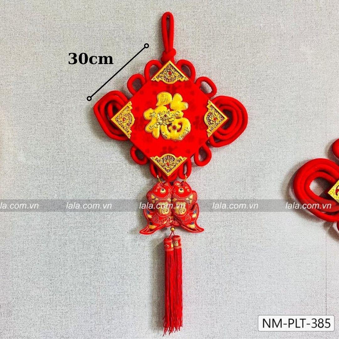 Liễn cá chép nhung đỏ 30cm chữ phúc vàng trang trí tết mẫu 385