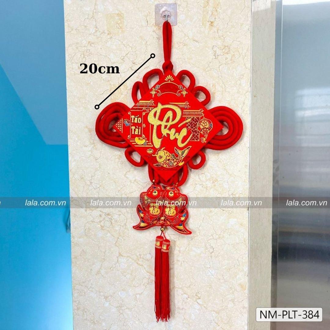 Liễn cá chép nhung đỏ 20cm chữ phúc vàng trang trí tết mẫu 384