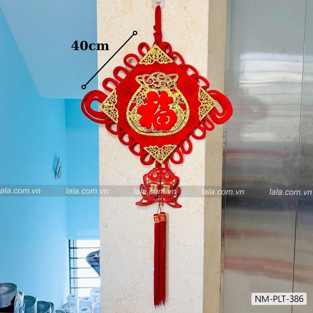 Liễn cá chép nhung đỏ 40cm chữ phúc vàng lớn trang trí tết mẫu 386