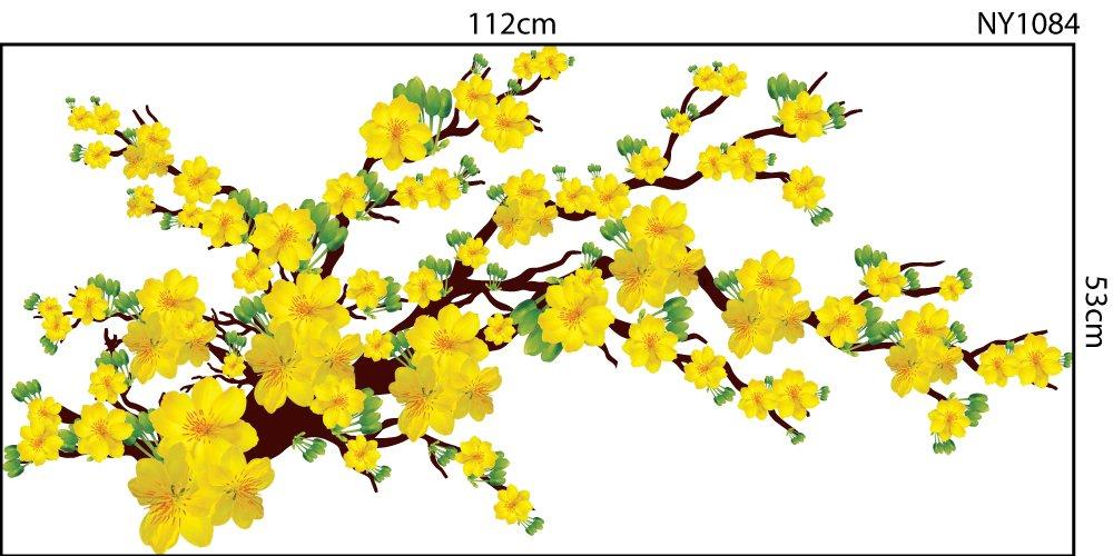 Decal Trang Trí Tết Hoa Mai Vàng Nở Rộ Mừng Năm Mới Mẫu 3