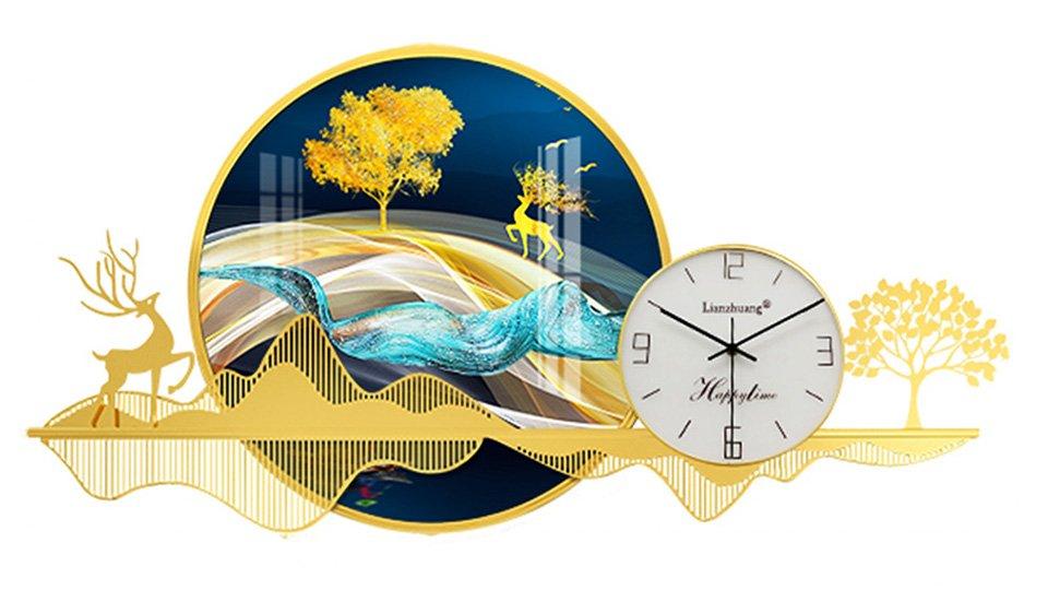 Đồng hồ treo tường sắt nghệ thuật trang trí Tết siêu đẹp