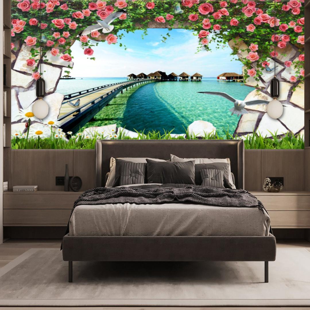 Tranh dán tường phong cảnh biển 3D YD141