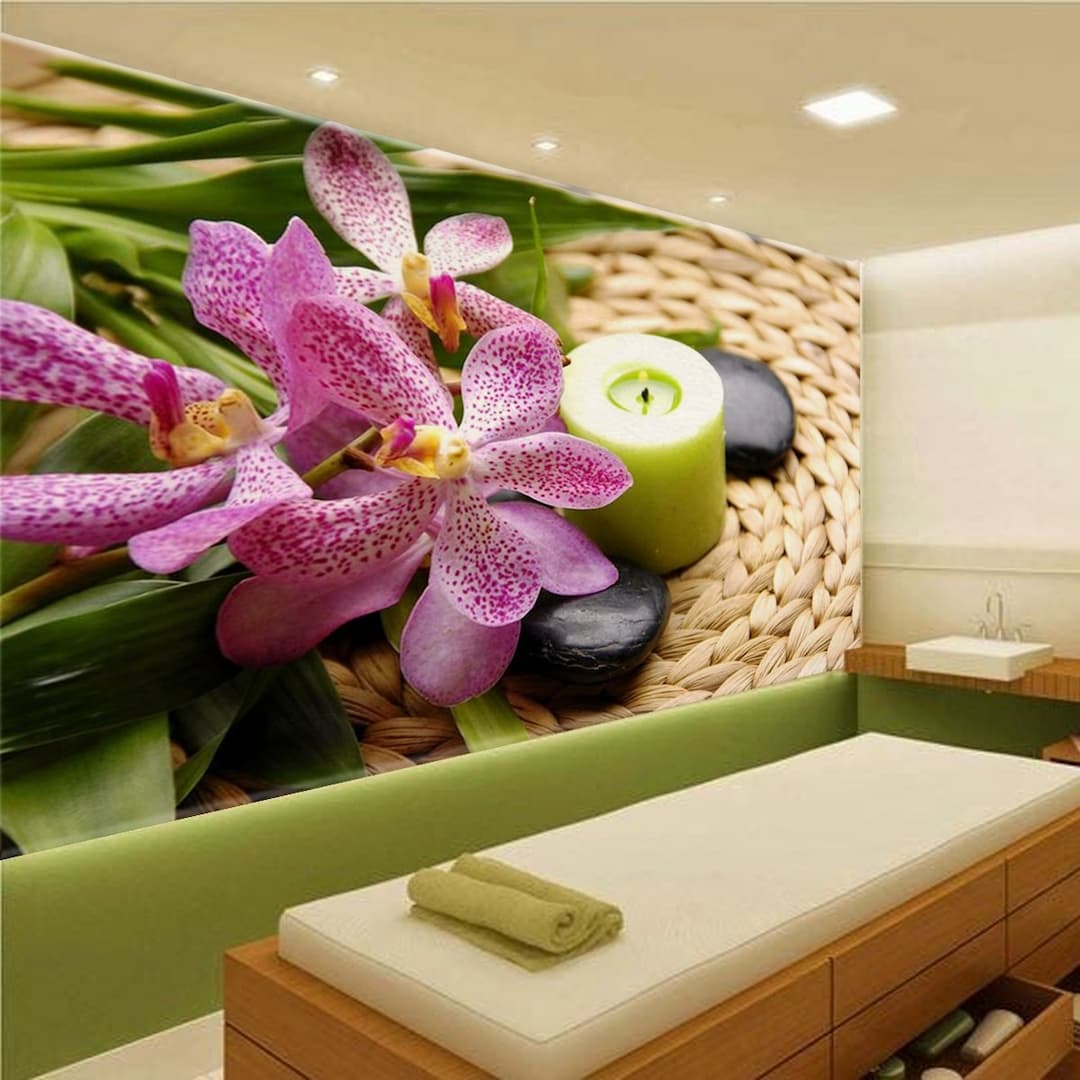 Tranh Dán Tường Spa Hoa Lan Tím