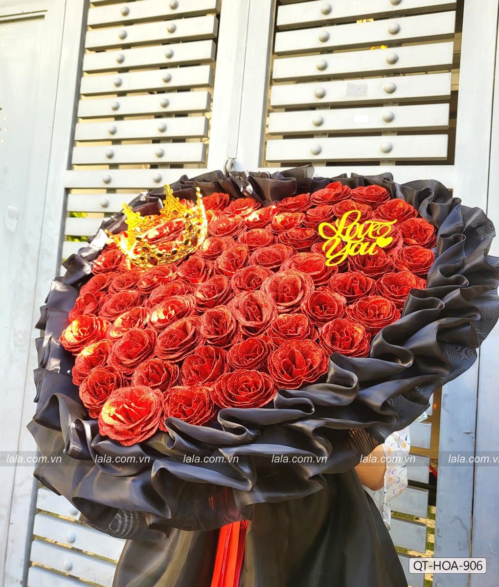 Bó hoa hồng nhũ kim tuyến 66 bông Vẻ Đẹp Hoàn Mỹ mẫu 906