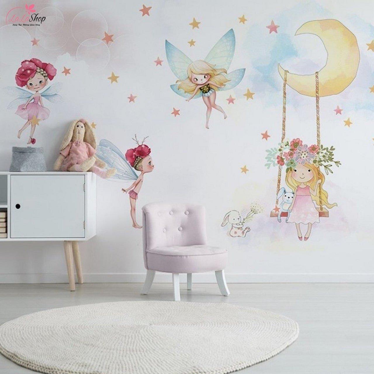 Tranh dán tường phòng bé - Mẫu tranh hình chibi bé nào cũng mê