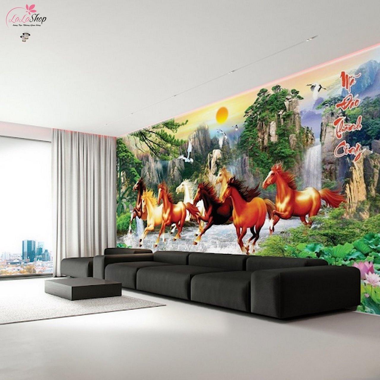 Mẫu tranh dán tường phòng khách được nhiều người yêu thích