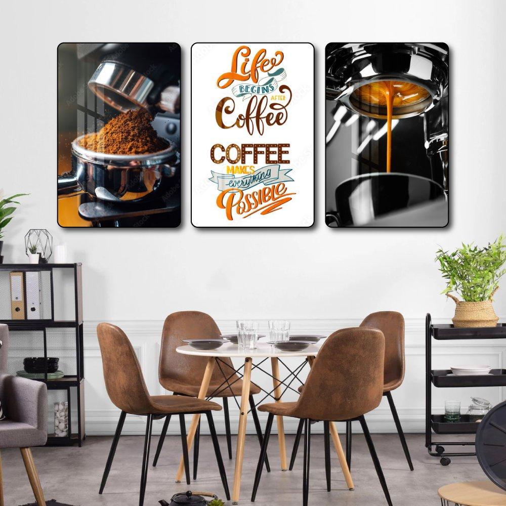 Tranh Treo Tường Bộ 3 tấm Coffee Nghệ Thuật Mẫu 3